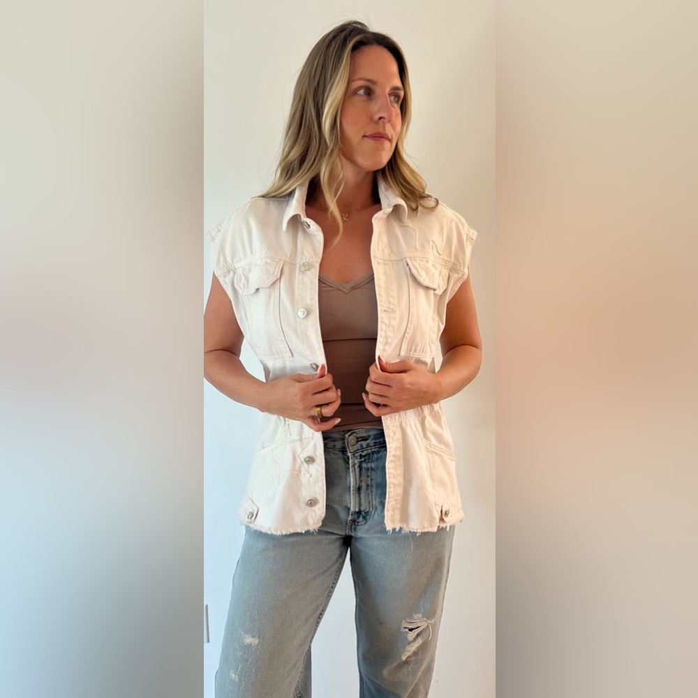 Free People romper upcycle turned vest with star patches
